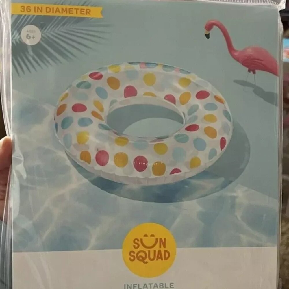 Sun Squad Inflatable Dot Ring Swim Tube 36in Diameter Floaters